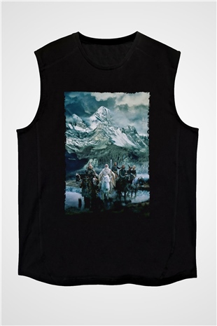 Unisex Yüzüklerin Efendisi Kralın Dönüşü (The Lord of the Rings The Return of the King) Baskılı Siyah Unisex Kolsuz Tişört