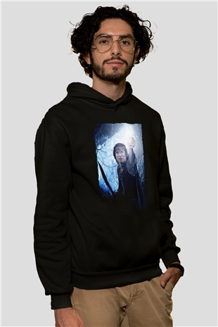 Unisex Yüzüklerin Efendisi Kralın Dönüşü (The Lord of the Rings The Return of the King) Baskılı Siyah Unisex Kapüşonlu Sweatshirt