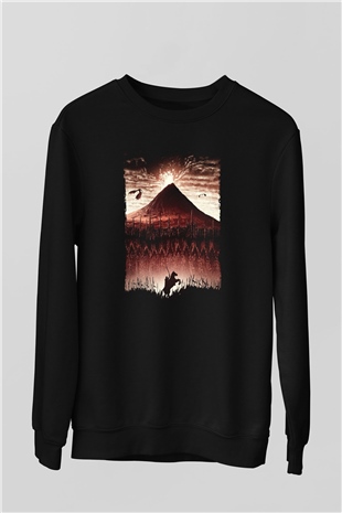 Unisex Yüzüklerin Efendisi Kralın Dönüşü (The Lord of the Rings The Return of the King) Baskılı Siyah Unisex Sweatshirt