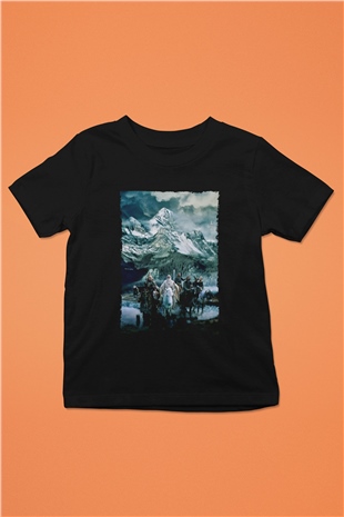 Unisex Yüzüklerin Efendisi Kralın Dönüşü (The Lord of the Rings The Return of the King) Baskılı Siyah Çocuk Unisex Tişört