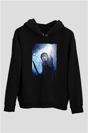 Unisex Yüzüklerin Efendisi Kralın Dönüşü (The Lord of the Rings The Return of the King) Baskılı Siyah Unisex Kapüşonlu Sweatshirt