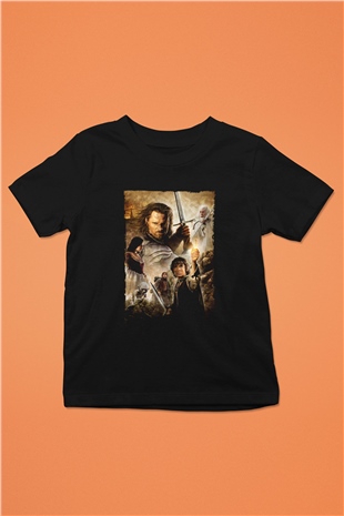 Unisex Yüzüklerin Efendisi Kralın Dönüşü (The Lord of the Rings The Return of the King) Baskılı Siyah Çocuk Tshirt