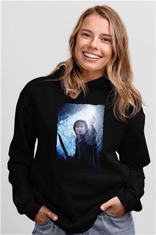 Unisex Yüzüklerin Efendisi Kralın Dönüşü (The Lord of the Rings The Return of the King) Baskılı Siyah Unisex Kapüşonlu Sweatshirt