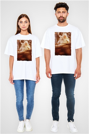 Unisex Yüzüklerin Efendisi Kralın Dönüşü (The Lord of the Rings The Return of the King) Baskılı Beyaz Oversize T-shirt
