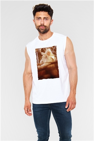 Unisex Yüzüklerin Efendisi Kralın Dönüşü (The Lord of the Rings The Return of the King) Baskılı Beyaz Kolsuz T-shirt