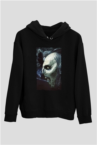 Unisex Yüzüklerin Efendisi Yüzük Kardeşliği (The Lord of the Rings The Fellowship of the Ring) Baskılı Siyah Kapüşonlu Sweatshirt