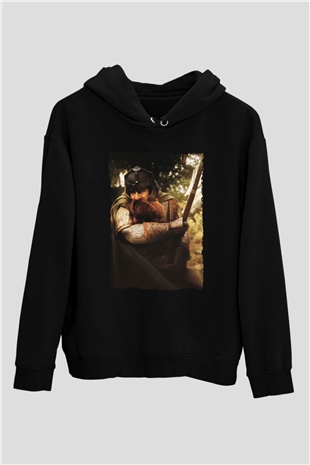 Unisex Yüzüklerin Efendisi Yüzük Kardeşliği (The Lord of the Rings The Fellowship of the Ring) Baskılı Siyah Kapüşonlu Sweatshirt
