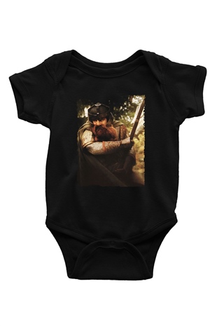 Unisex Yüzüklerin Efendisi Yüzük Kardeşliği (The Lord of the Rings The Fellowship of the Ring) Baskılı Siyah Bebek Body - Zıbın