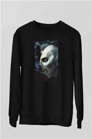 Unisex Yüzüklerin Efendisi Yüzük Kardeşliği (The Lord of the Rings The Fellowship of the Ring) Baskılı Siyah Sweatshirt