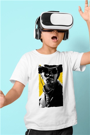 Unisex Zincirsiz - Django Unchained Baskılı Beyaz Çocuk Tshirt