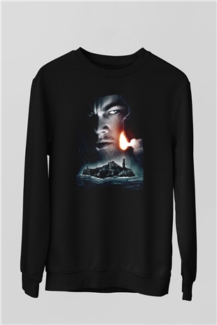 Unisex Zindan Adası (Shutter Island) Baskılı Siyah Sweatshirt