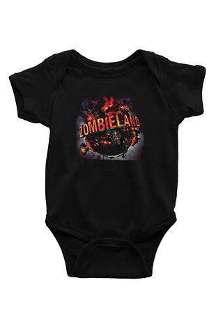 Unisex Zombieland Baskılı Siyah Bebek Body - Zıbın