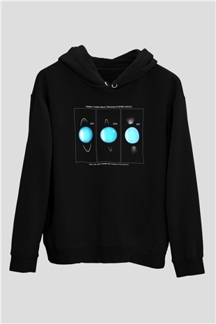 Uranüs Siyah Unisex Hoodie
