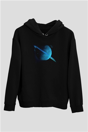 Uranüs Siyah Unisex Hoodie
