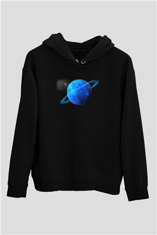 Uranüs Siyah Unisex Hoodie