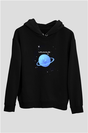 Uranüs Siyah Unisex Hoodie