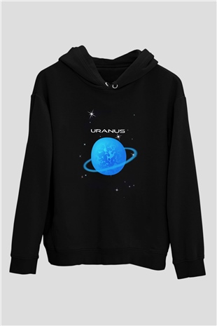 Uranüs Siyah Unisex Hoodie
