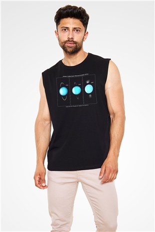 Uranüs Siyah Unisex Kolsuz Tişört