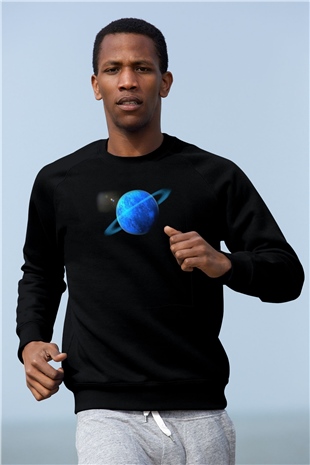 Uranüs Siyah Unisex Sweatshirt