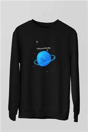 Uranüs Siyah Unisex Sweatshirt