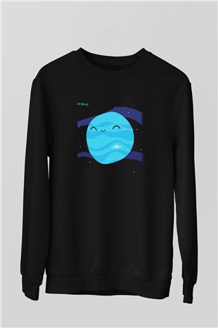 Uranüs Siyah Unisex Sweatshirt