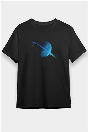 Uranüs Siyah Unisex Tişört T-Shirt - TişörtFabrikası