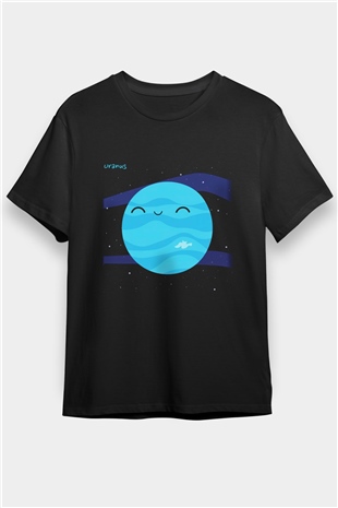 Uranüs Siyah Unisex Tişört T-Shirt - TişörtFabrikası