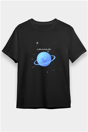 Uranüs Siyah Unisex Tişört T-Shirt - TişörtFabrikası