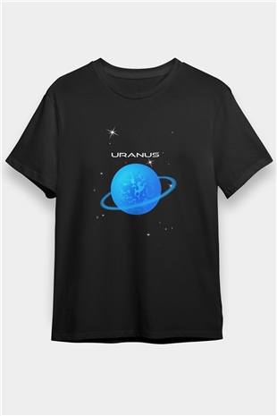 Uranüs Siyah Unisex Tişört T-Shirt - TişörtFabrikası