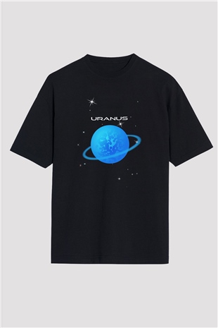 Uranüs Siyah Oversize Tişört Oversize T-shirt - TişörtFabrikası