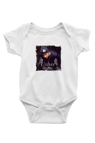Usher  Baskılı Unisex Beyaz Bebek Body - Zıbın