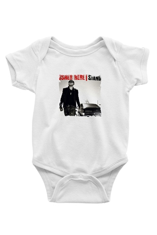 Usher  Baskılı Unisex Beyaz Bebek Body - Zıbın