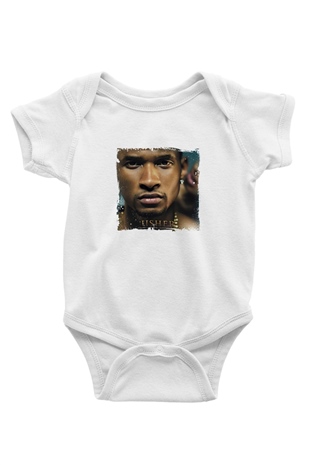 Usher  Baskılı Unisex Beyaz Bebek Body - Zıbın
