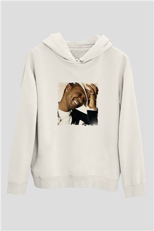 Usher  Baskılı Unisex Beyaz Kapüşonlu Sweatshirt