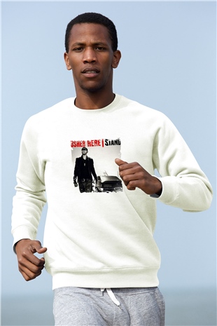 Usher  Baskılı Unisex Beyaz Sweatshirt