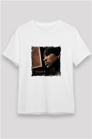 Usher  Baskılı Unisex Beyaz Tişört