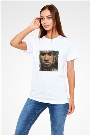 Usher  Baskılı Unisex Beyaz Tişört