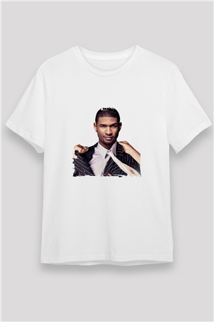 Usher  Baskılı Unisex Beyaz Tişört