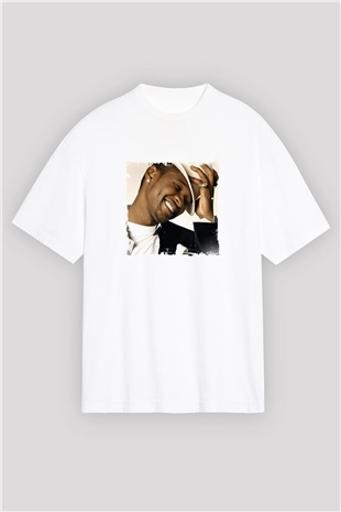 Usher  Baskılı Oversize Beyaz Tişört