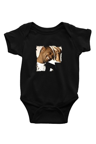 Usher  Baskılı Unisex Siyah Bebek Body - Zıbın