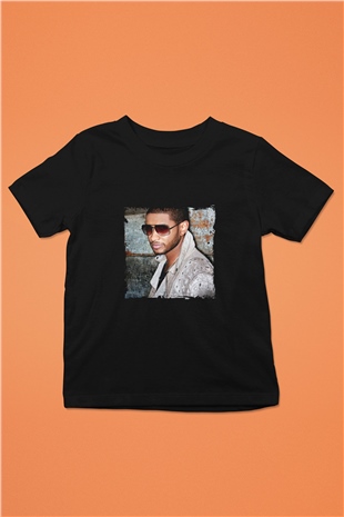 Usher  Baskılı Unisex Siyah Çocuk Tişört