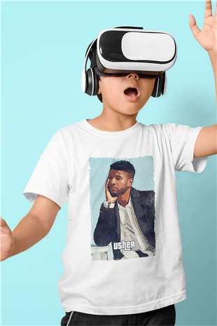 Usher Beyaz Unisex Çocuk Tişört