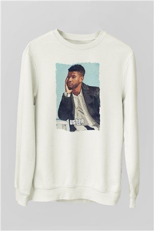 Usher Beyaz Unisex Sweatshirt