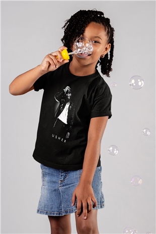 Usher Siyah Unisex Çocuk Tişört