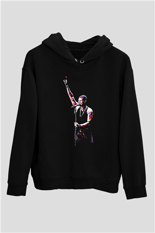 Usher Siyah Unisex Kapüşonlu Sweatshirt