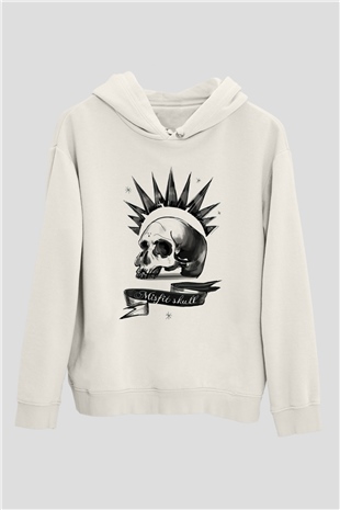 Uyumsuz Kurukafa Beyaz  Unisex Hoodie