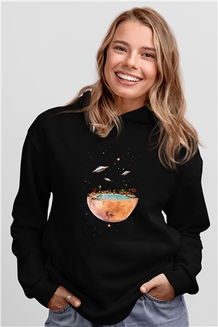 Uzayda Havuz KeyfiSiyah  Unisex Hoodie