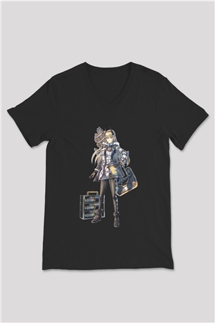 Valkyria Chronicles Siyah Unisex V Yaka Tişört