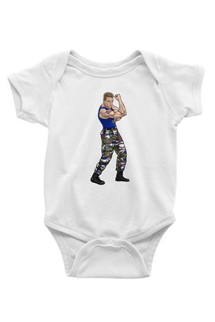 Van Damme James Baskılı Beyaz Unisex Bebek Body - Zıbın