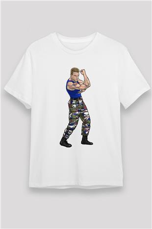 Van Damme James Baskılı Unisex Beyaz Tişört - Tshirt